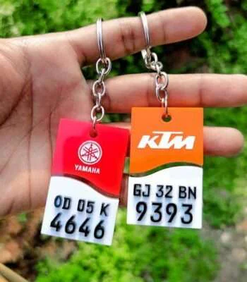Acrylic Colorful 4D Number Plate Keychain With Logo