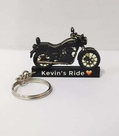Customized Royal Enfield Meteor 350 Fireball Black Custom Colorful Bike Shape Gel Keychain