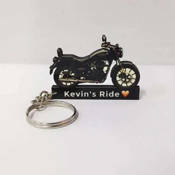 Customized Royal Enfield Meteor 350 Fireball Black Custom Colorful Bike Shape Gel Keychain