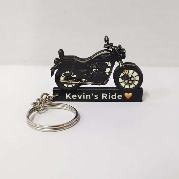 Customized Royal Enfield Meteor 350 Fireball Black Custom Colorful Bike Shape Gel Keychain