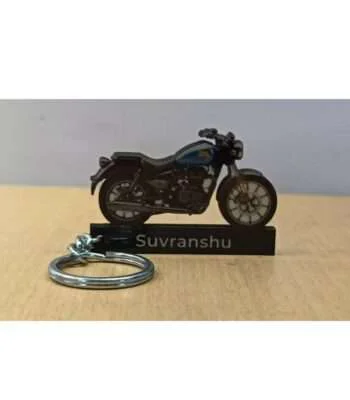 Customized Royal Enfield Meteor 350 Fireball Blue Colorful Bike Shape Gel Keychain