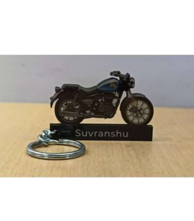 Customized Royal Enfield Meteor 350 Fireball Blue Colorful Bike Shape Gel Keychain