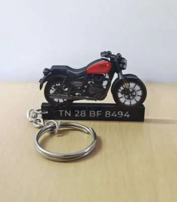 Customized Royal Enfield Meteor 350 Fireball Red Colorful Bike Shape Gel Keychain