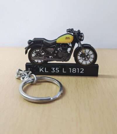 Customized Royal Enfield Meteor 350 Fireball Yellow Colorful Bike Shape Gel Keychain
