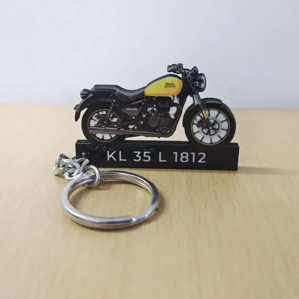 Customized Royal Enfield Meteor 350 Fireball Yellow Colorful Bike Shape Gel Keychain