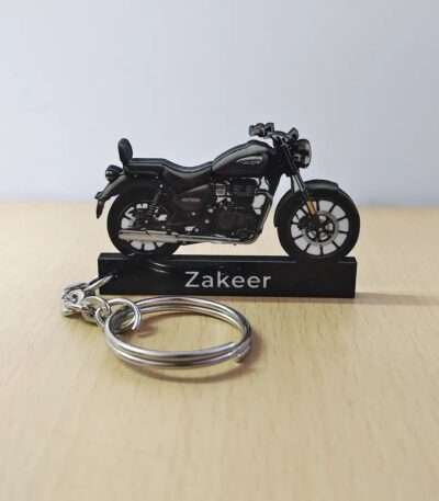 Customized Royal Enfield Meteor 350 Stellar Pure Black Custom Colorful Bike Shape Gel Keychain