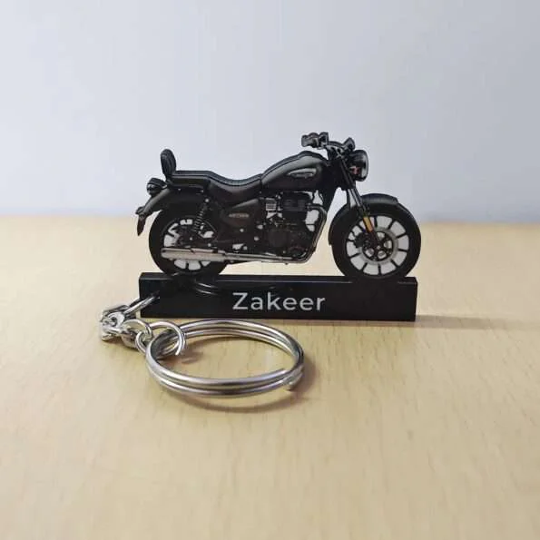 Customized Royal Enfield Meteor 350 Stellar Pure Black Custom Colorful Bike Shape Gel Keychain