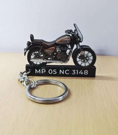 Customized Royal Enfield Meteor 350 Supernova Brown Colorful Bike Shape Gel Keychain
