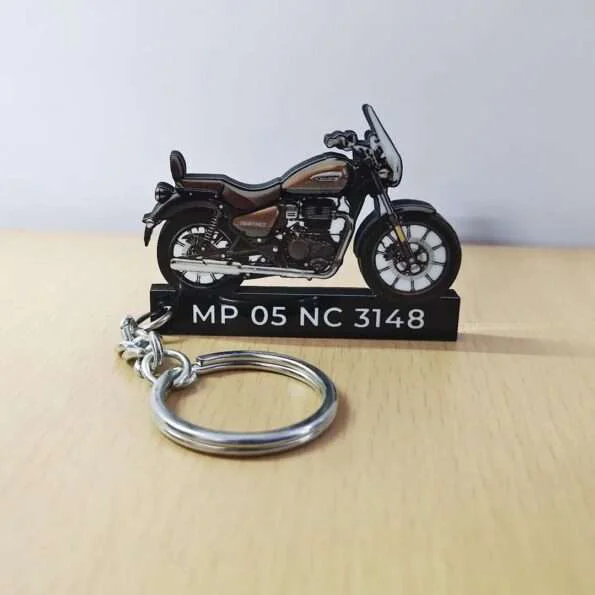 Customized Royal Enfield Meteor 350 Supernova Brown Colorful Bike Shape Gel Keychain