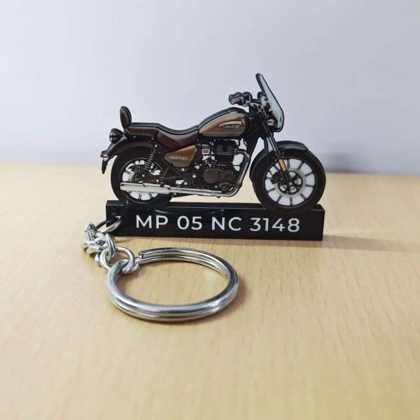 Customized Royal Enfield Meteor 350 Supernova Brown Colorful Bike Shape Gel Keychain