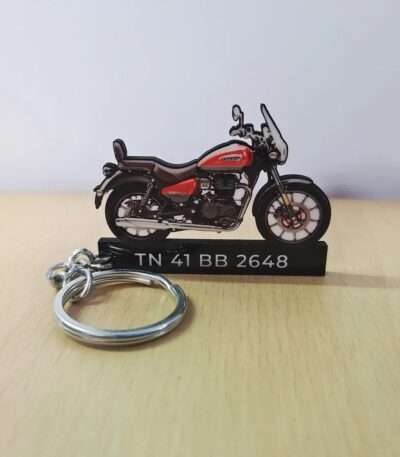 Customized Royal Enfield Meteor 350 Supernova Red Colorful Bike Shape Gel Keychain