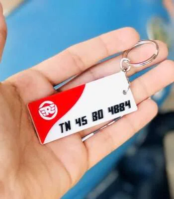 Rectangular 4D Number Plate Keychain