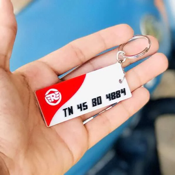 Rectangular 4D Number Plate Keychain
