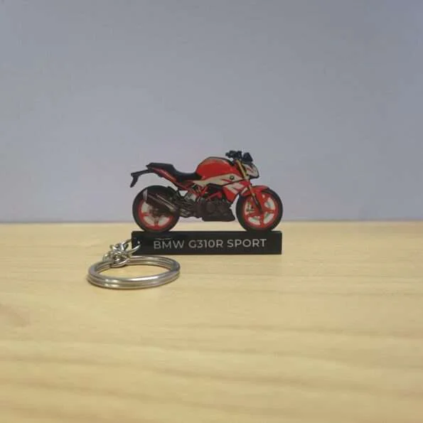 Customized BMW G310R Racing Red Colorful Bike Shape Gel Keychain