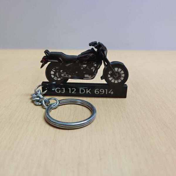 Customized Bajaj Avenger Street 180 Ebony Black Colorful Bike Shape Gel Number Plate Keychain