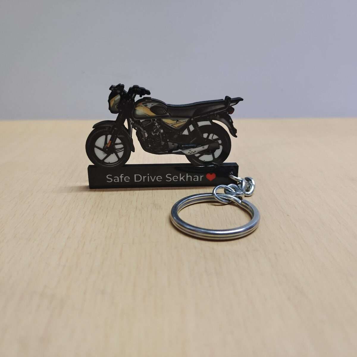 Customized Bajaj CT 110X Matte Wild Green Colorful Bike Shape Gel Number Plate Keychain (2)