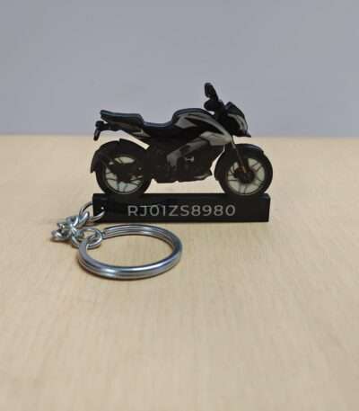 Customized Bajaj Pulsar NS125 Pewter Grey Colorful Bike Shape Gel Number Plate Keychain