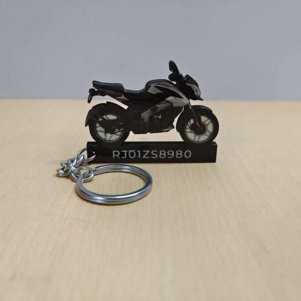 Customized Bajaj Pulsar NS125 Pewter Grey Colorful Bike Shape Gel Number Plate Keychain