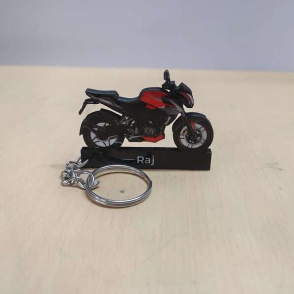 Customized Bajaj Pulsar NS200 Wild Red colorful Bike Shape Gel Number Plate Keychain