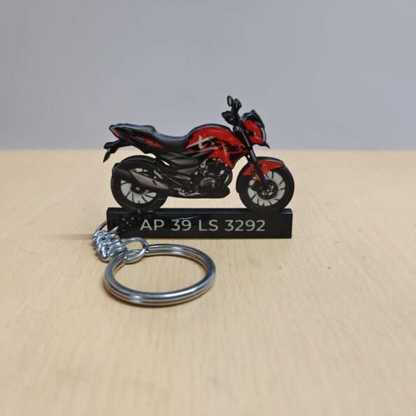 Customized Hero Xtreme 200R Sports Red Colorful Bike Shape Gel Number Plate Keychain