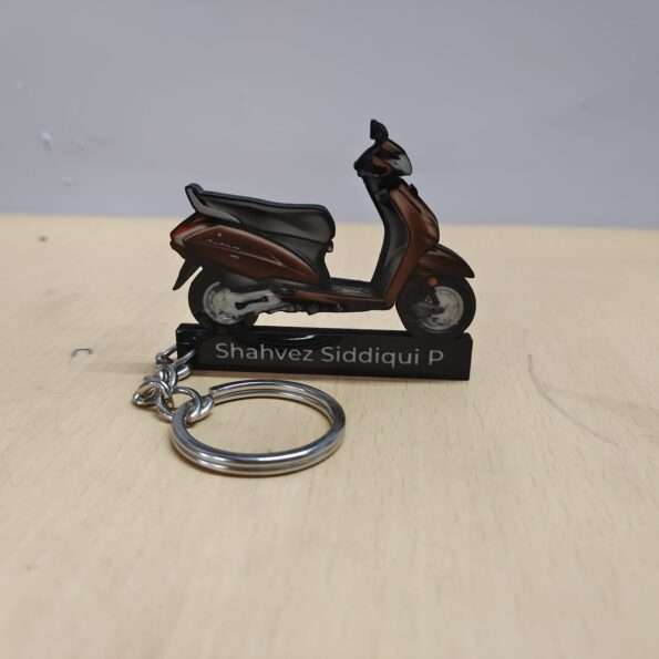 Customized Honda Activa 4G Majestic Brown Metallic Colorful Scooter Shape Gel Number Plate Keychain