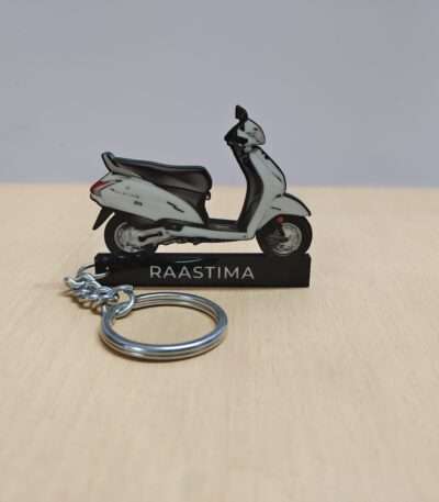 Customized Honda Activa 4G Pearl Amazing White Colorful Scooter Shape Gel Number Plate Keychain