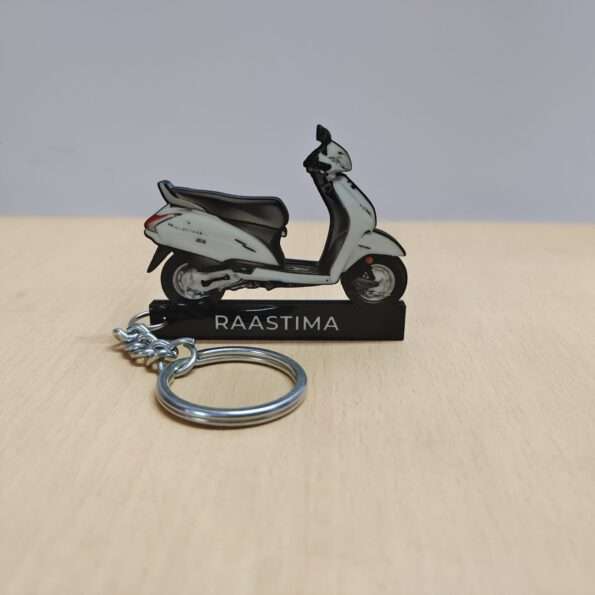 Customized Honda Activa 4G Pearl Amazing White Colorful Scooter Shape Gel Number Plate Keychain