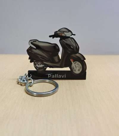 Customized Honda Activa 6G DLX Matte Axis Grey Metallic Colorful Scooter Shape Gel Number Plate Keychain
