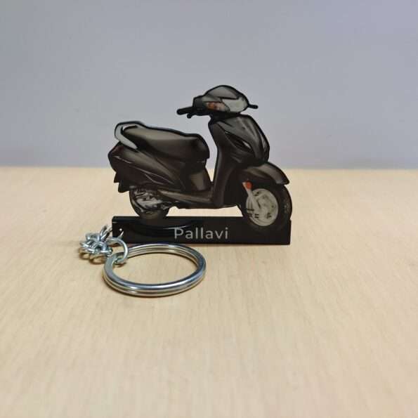 Customized Honda Activa 6G DLX Matte Axis Grey Metallic Colorful Scooter Shape Gel Number Plate Keychain