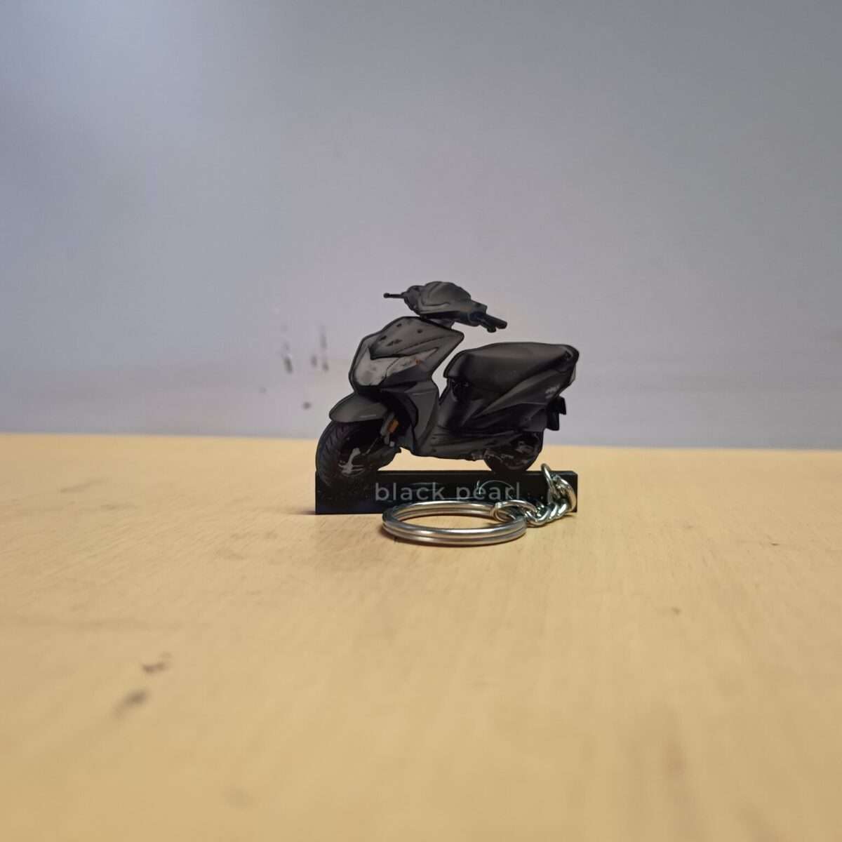 Customized Honda Dio Matte Axis Grey Metallic Colorful Scooter Shape Gel Number Plate Keychain (2)