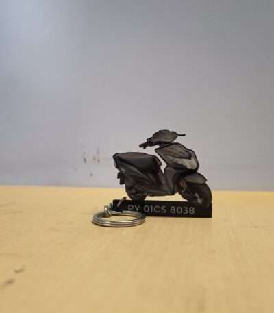 Customized Honda Dio Matte Axis Grey Metallic Colorful Scooter Shape Gel Number Plate Keychain