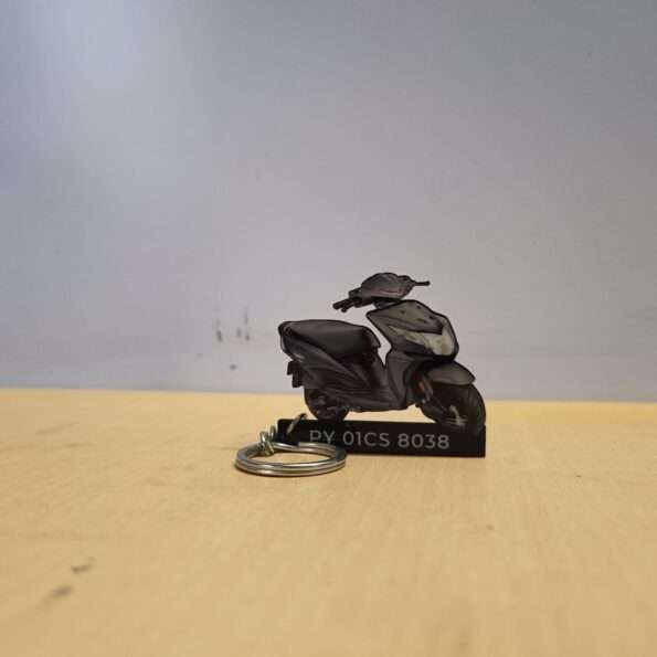 Customized Honda Dio Matte Axis Grey Metallic Colorful Scooter Shape Gel Number Plate Keychain