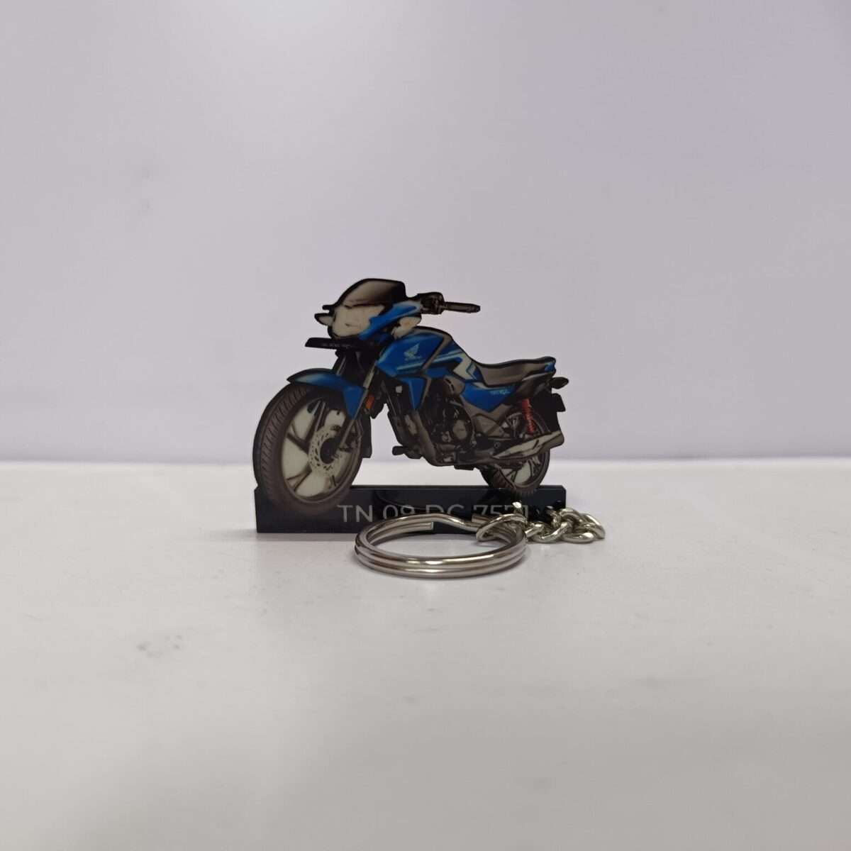 Customized Honda SP 125 Matte Marvel Blue Metallic Colorful Bike Shape Gel Number Plate Keychain