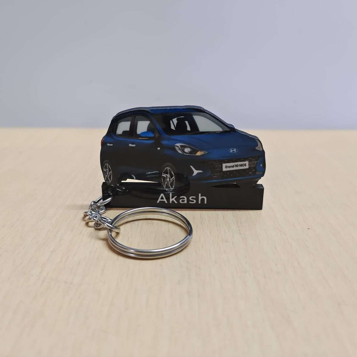 Customized Hyundai Grand I10 Nios Aqua Teal Colorful Car Shape Gel Number Plate Keychain