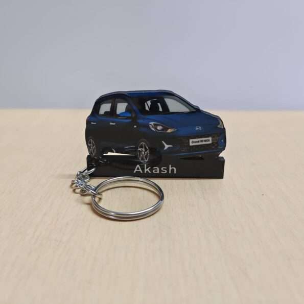 Customized Hyundai Grand I10 Nios Aqua Teal Colorful Car Shape Gel Number Plate Keychain