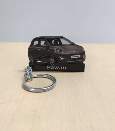 Customized Hyundai Grand I10 Nios Titan Grey Colorful Car Shape Gel Number Plate Keychain