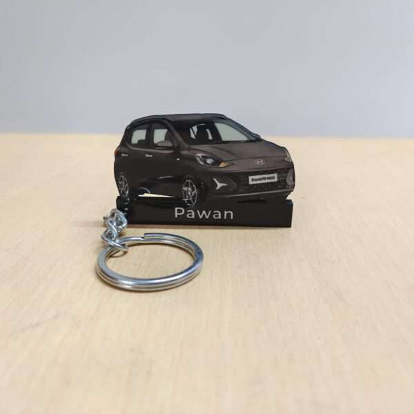 Customized Hyundai Grand I10 Nios Titan Grey Colorful Car Shape Gel Number Plate Keychain