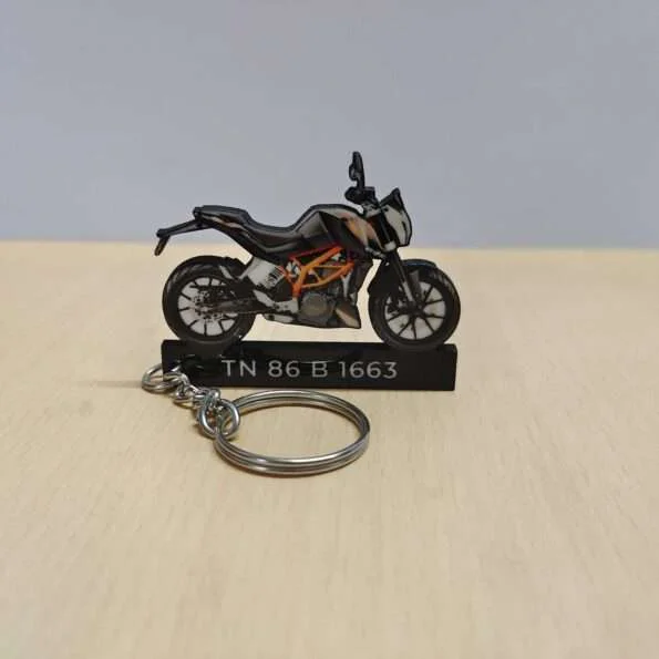 Customized KTM 390 Duke BS3 ABS White 2013-2016 Colorful Bike Shape Gel Keychain