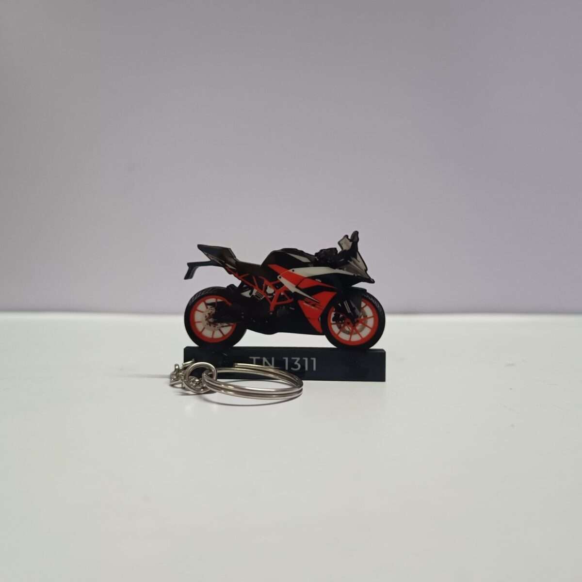 Customized KTM RC 200 Black Colorful Bike Shape Gel Number Plate Keychain (2016-2018)