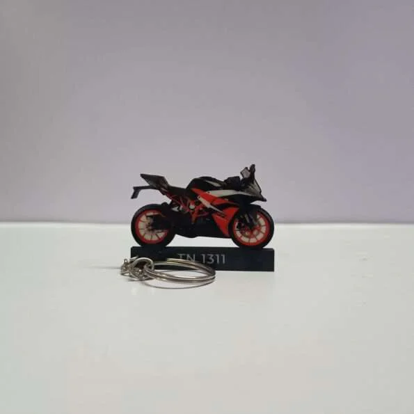 Customized KTM RC 200 Black Colorful Bike Shape Gel Number Plate Keychain (2016-2018)