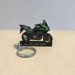 Customized Kawasaki Versys 1000 Candy Lime Green Metallic Spark Black Colorful Bike Shape Gel Number Plate Keychain