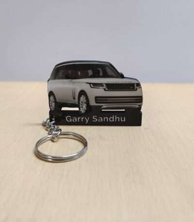 Customized Land Rover Range Rover Fuji White Colorful Car Shape Gel Number Plate Keychain