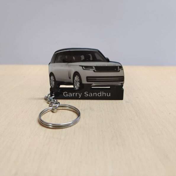 Customized Land Rover Range Rover Fuji White Colorful Car Shape Gel Number Plate Keychain