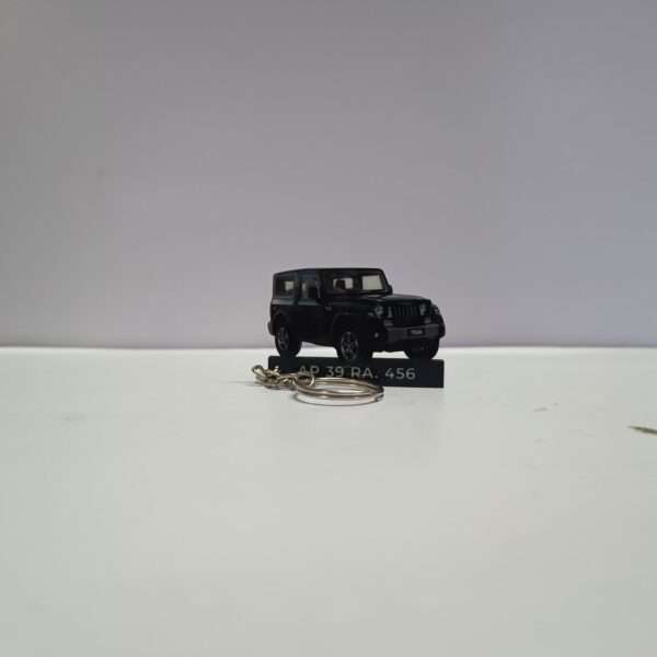 Customized Mahindra Thar Aqua Marine Colorful Car Shape Gel Number Plate Keychain