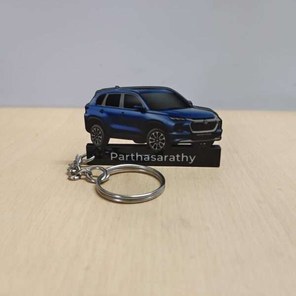 Customized Maruti Suzuki Grand Vitara Nexa Blue Colorful Car Shape Gel Number Plate Keychain