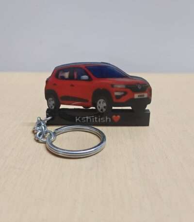 Customized Renault Kwid Fiery Red Colorful Car Shape Gel Number Plate Keychain