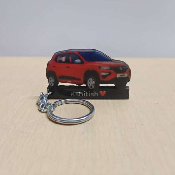 Customized Renault Kwid Fiery Red Colorful Car Shape Gel Number Plate Keychain