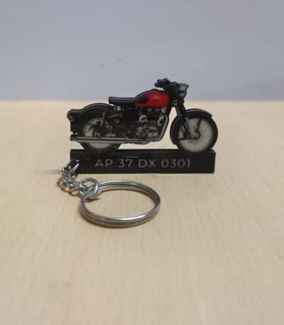 Customized Royal Enfield Classic 350 Redditch Red Colorful Bike Shape Gel Number Plate Keychain