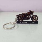 Customized Royal Enfield Classic 350 Stealth Black Colorful Bike Shape Gel Number Plate Keychain