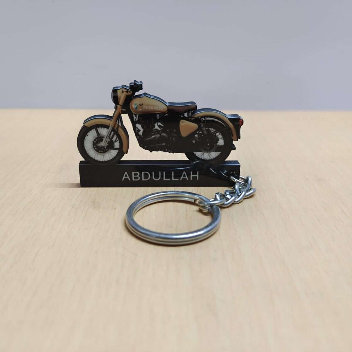 Customized Royal Enfield Classic 350 Stromrider Sand Colorful Bike Shape Gel Number Plate Keychain (2)